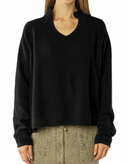 Raccoon-Pullover mit Stehkragen in schwarz